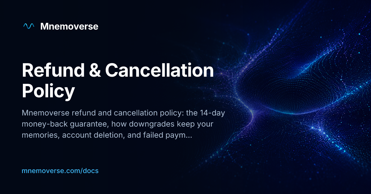 Refund & Cancellation Policy | Mnemoverse Docs